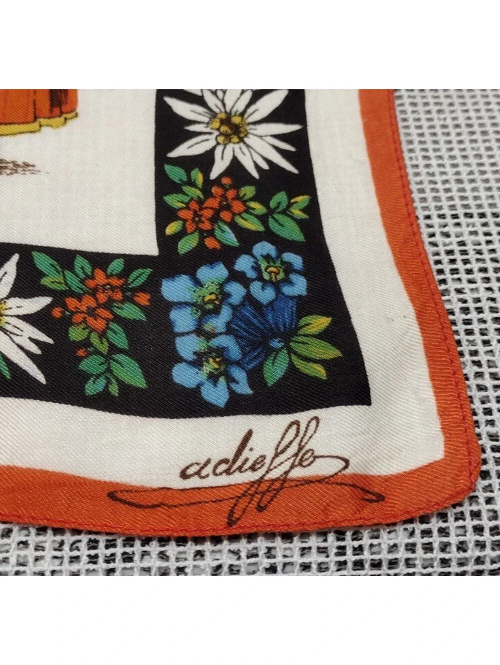 Vintage 60s Italian Adieffe Scarf Brown Colors Italian People MADE ITALY Acetate